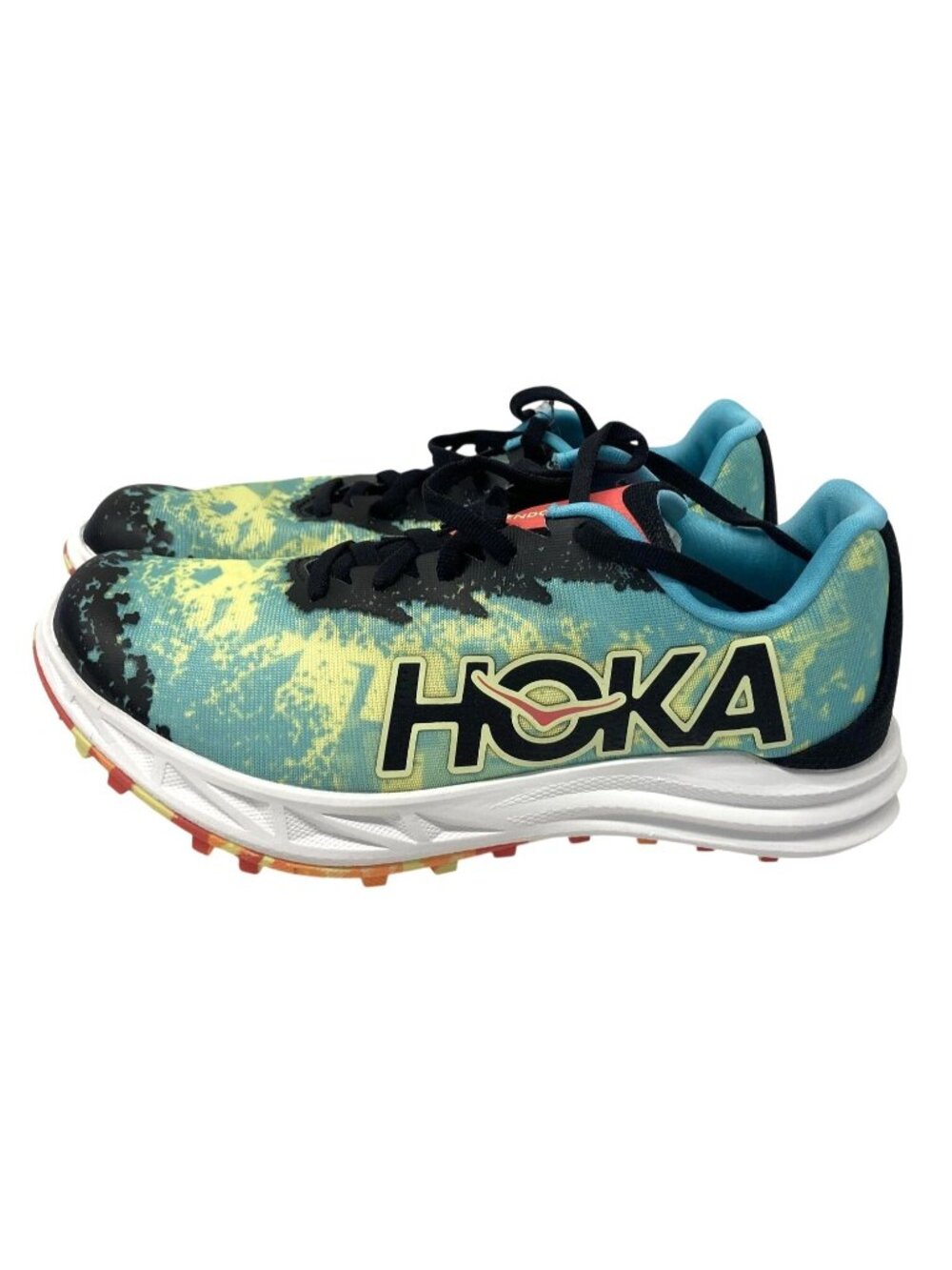 Hoka One Running Shoes Men's Sz 10 Vibrant Yellow Blue Spiked Sole Cleats